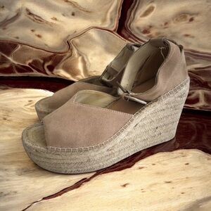 SOLUDOS Beige Suede Platform Espadrilles Sandals Size 9
